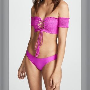 PilyQ Smocked Off Shoulder in Fuchsia